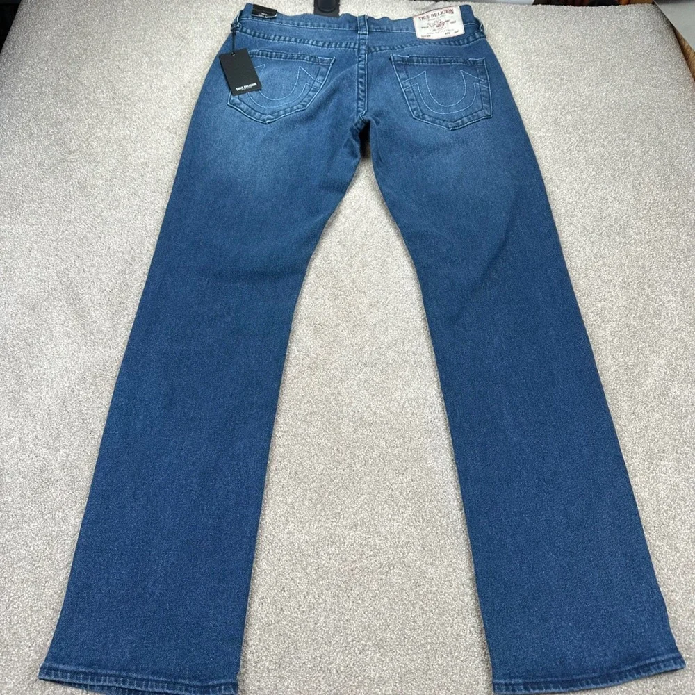 True Religion Men's 36 Ricky Big T Straight Blue New‎ Relaxed Straight Jeans